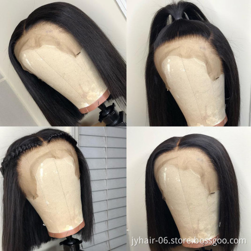 Wholesale Straight Bob Wigs Brazilian Virgin Human Hair Lace Front Wigs Human Hair Front Lace Part 150% Density For Black Women